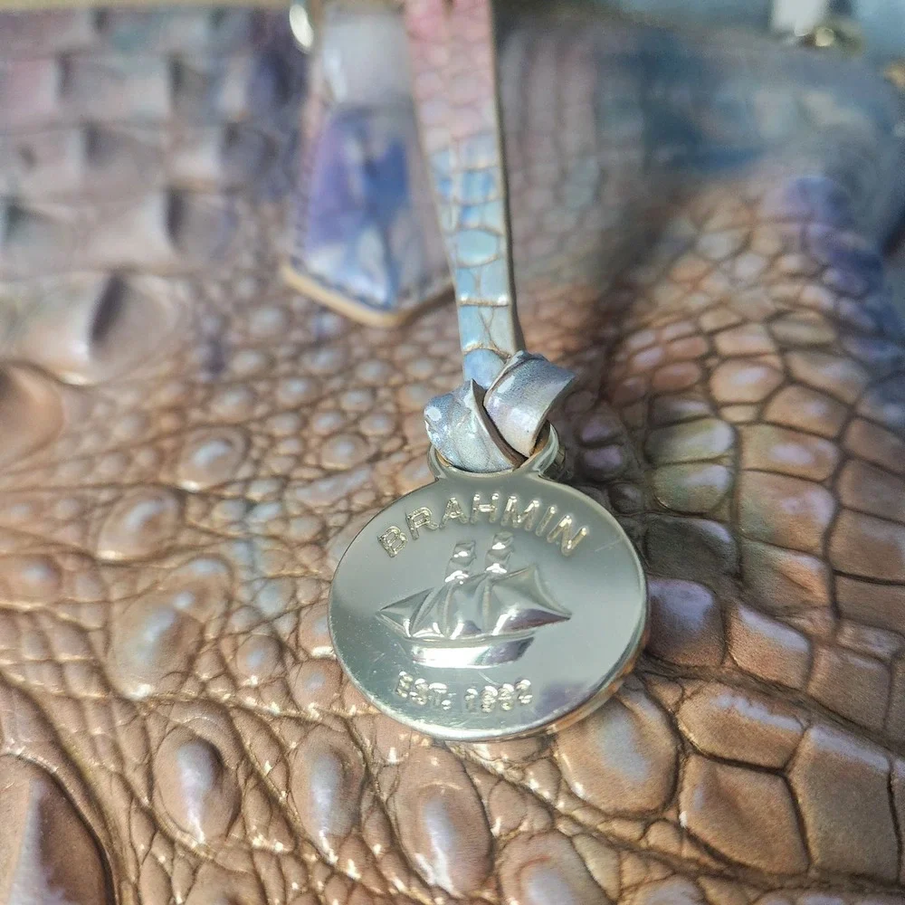 Brahmin‎ Duxbury Iridescent Opal Melbourne Croc-Embossed Leather Satchel Handbag